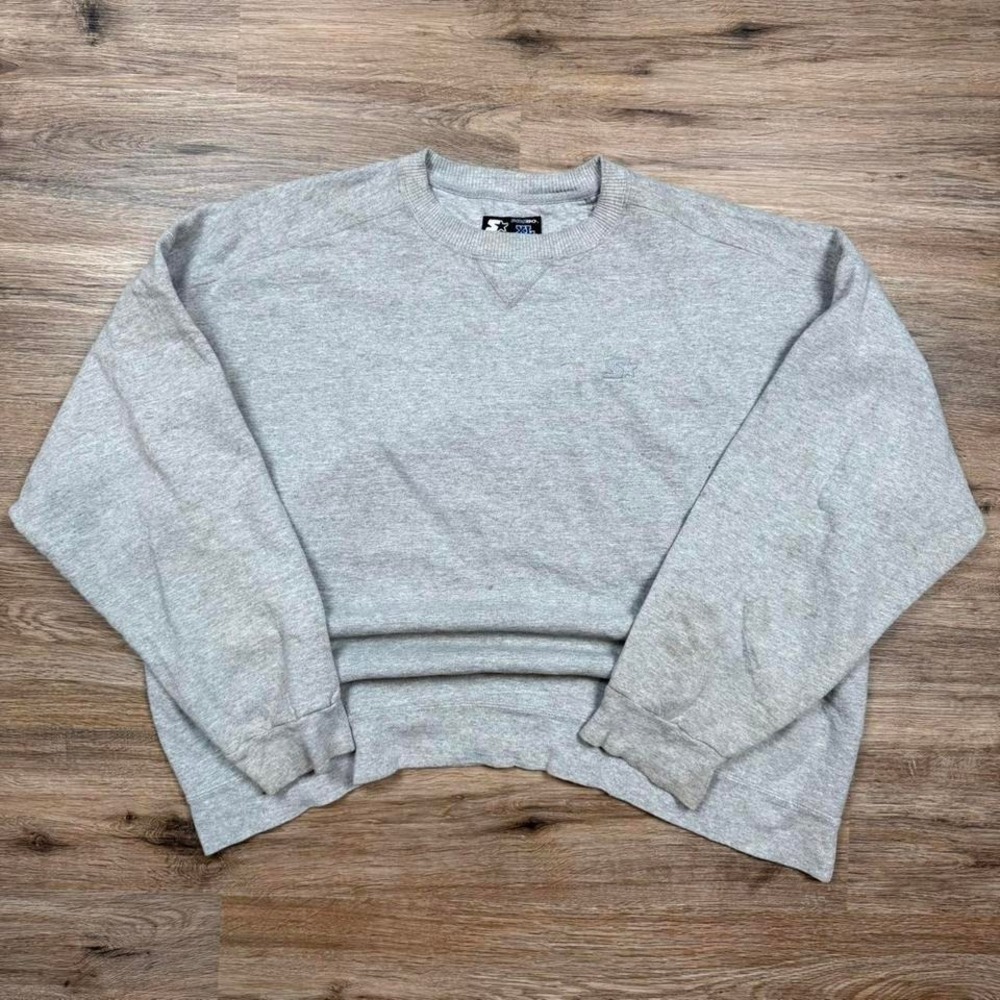 vintage 90s boxy cropped thrashed blank starter crewneck sweatshirt